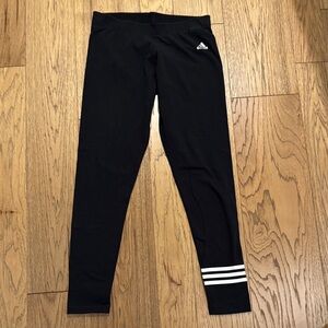 adidas Black Women’s Leggings with White Stripes on one leg😊